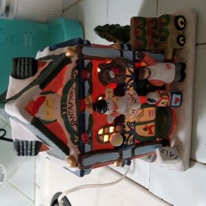 Lighted ceramic Santa's Toy Shop